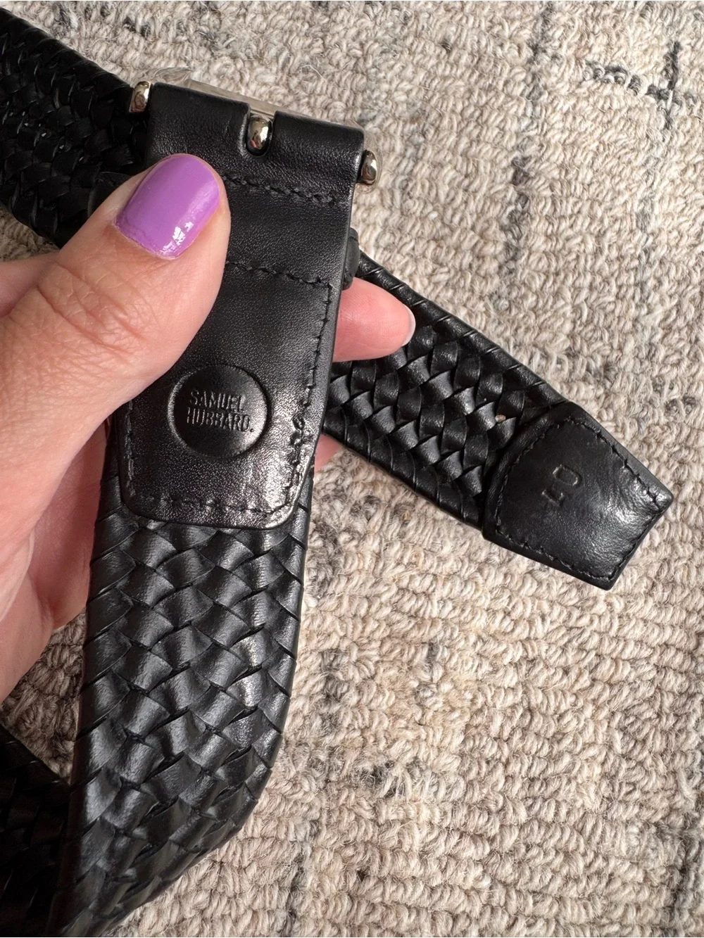 Samuel Hubbard Men’s Braided Leather Belt Black 40